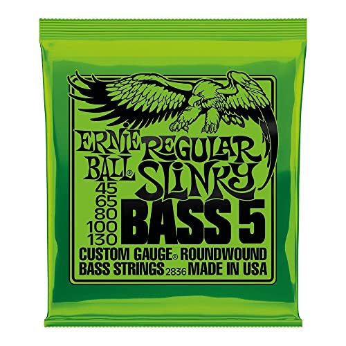 Ernie Ball 5-String Regular Slinky Nickel Wound Bass Guitar Strings, 45-130 Gauge (P02836)