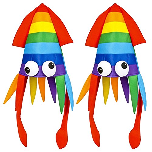 Rhode Island Novelty Unisex Novelty Rainbow Squid Costume Party Hat Cap (2 Pack), Adult Medium