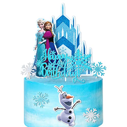Ice Cake Topper Set, Frozzenz Cake Decorations, Ice Theme Birthday Party Topper for Children, 8 counts