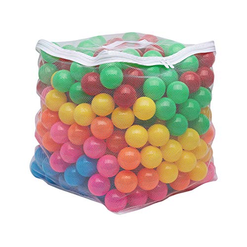 Amazon Basics BPA Free Crush-Proof Plastic Ball, Pit Balls with Storage Bag, Toddlers Kids 12+ Months, Pack of 400 Balls, 6 Bright Colors