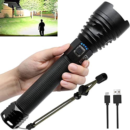 Rechargeable LED Flashlight 900,000 High Lumens, Super Bright Powerful Flashlights with 5 Lighting Modes, Waterproof Handheld Flash Light for Outdoors, Camping