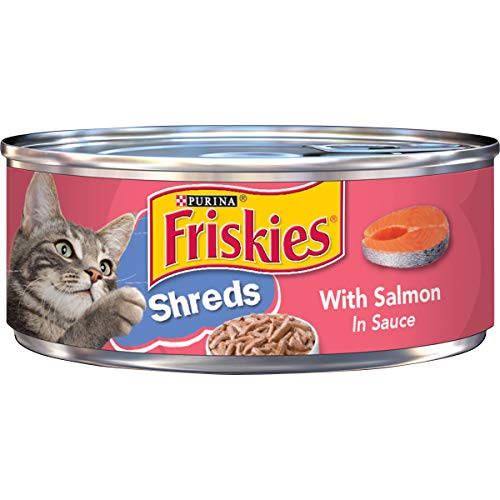 Purina Friskies Wet Cat Food,Shreds With Salmon in Sauce - (Pack of 24) 5.5 oz. Cans