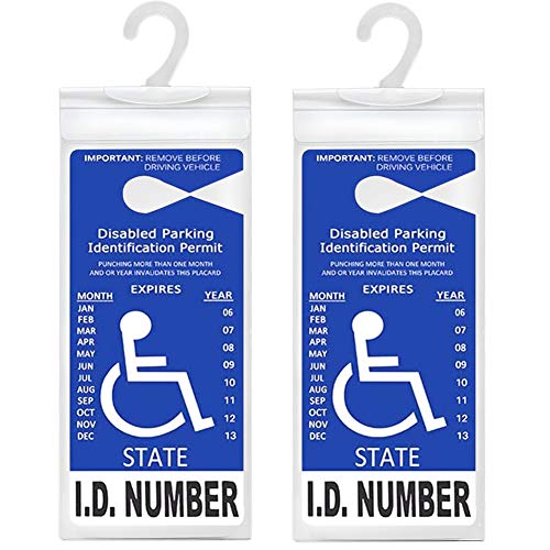 LotFancy Handicap Placard Holder- 10.6' x 5', Ultra Transparent Disabled Parking Placard Protector Hanger Sleeve - Pack of 2, with Plastic Large Hanger
