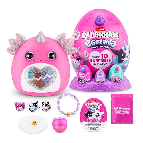 Rainbocorns Eggzania Mini Mania Axolotl Plush Surprise Unboxing with Animal Soft Toy, Idea for Girls with Imaginary Play by ZURU