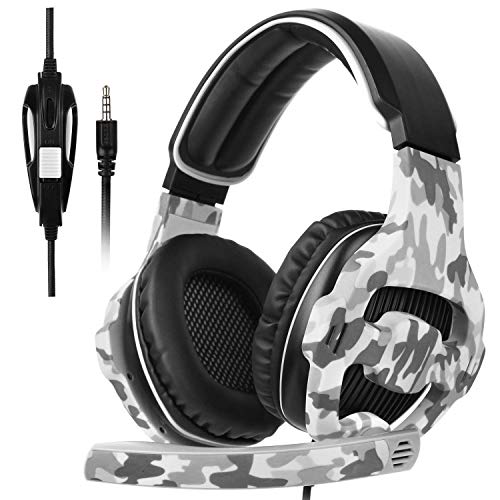 Gaming Headset for PS4,PS5, PC, Xbox One, Surround Sound Over-Ear Headphones with Noise Cancelling Mic, Comfort Earmuffs for Laptop, Mac, Nintendo PC(Gray)