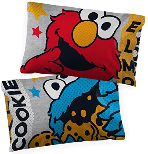 Jay Franco Sesame Street Hip Elmo 2 Pack Pillowcase - Double-Sided Kids Super Soft Bedding Features Elmo and Cookie Monster (Official Sesame Street Product)