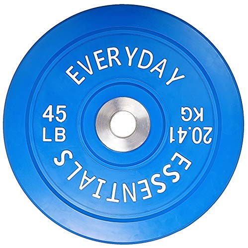 BalanceFrom Color Coded Olympic Bumper Plate Weight Plate with Steel Hub, 45LB Single