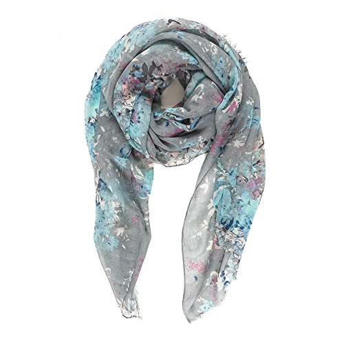 MELIFLUOS DESIGNED IN SPAIN Scarf for Women Lightweight Floral Flower Scarves for Spring Summer Fall Shawl Wrap (P077-4)