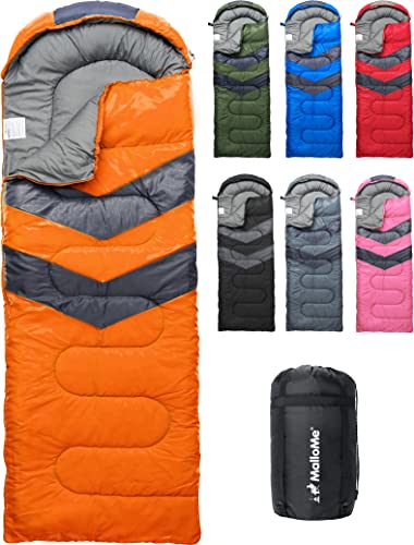 MalloMe Sleeping Bags for Adults Cold Weather & Warm - Backpacking Camping Sleeping Bag for Kids 10-12, Girls, Boys - Lightweight Compact Camping Essentials Gear Accessories Hiking Sleep Must Haves