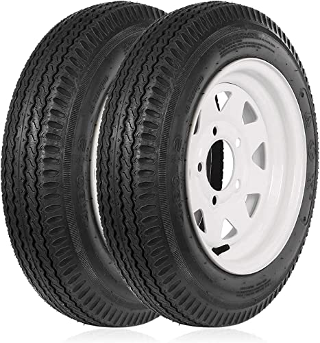 2PK Autocessking 4.80-12 Bias Trailer Tire with 12' Wheel - 5 on 4-1/2' - Load Range C