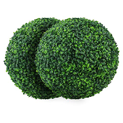 Sunnyglade 2 PCS 15.7 inch 4 Layers Artificial Plant Topiary Ball Faux Boxwood Decorative Balls for Backyard, Balcony,Garden, Wedding and Home Décor (15.7 inch)