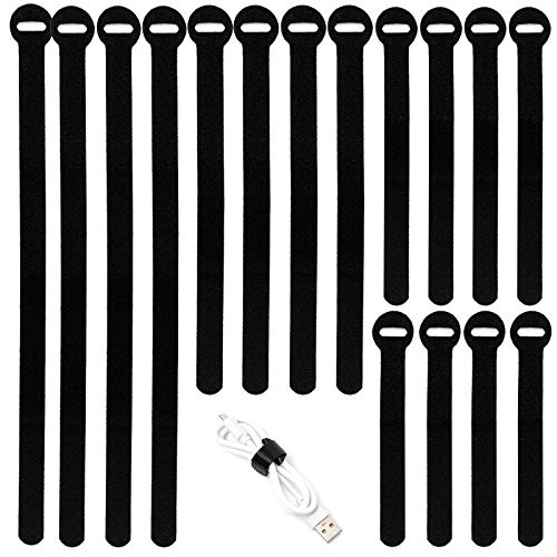 150PCS Reusable Cable Ties - 4+6+8+10inch Multi-Purpose Cable management Hook & Loop Cable Straps Wire Ties,Adjustable Fastening Cord Organizer,Cable Organizer for Home,Office and Data Centers,Black