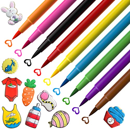 Food Coloring Pens - 9Pcs ValueTalks Edible Food Markers for Cookie Decorating, Food Grade, Edible Pens for Cakes, Cookies, Frosting, Easter Eggs, Gourmet Writers in DIY Baking, Painting, Drawing