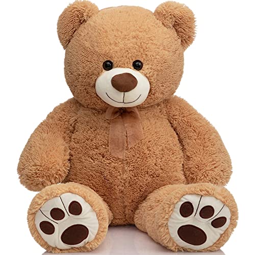 HollyHOME Teddy Bear Stuffed Animal Plush Giant Teddy Bears with Footprints Big Bear 36 inch Tan