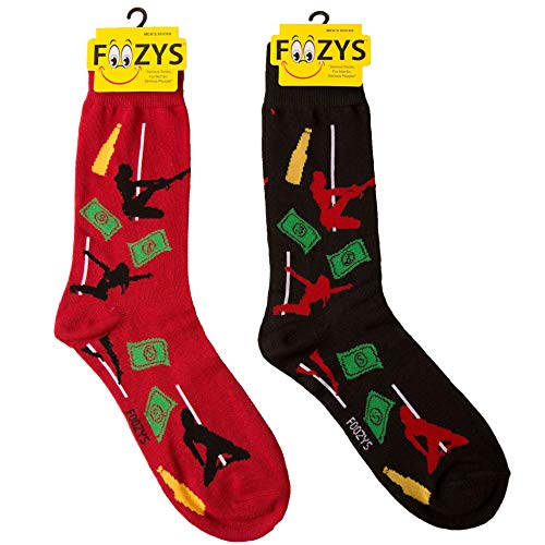 Foozys Men’s Pole Dancer Late Night Party - Up to No Good Novelty Socks | 2 Pair