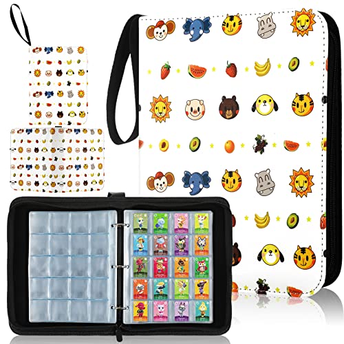 300 Mini Card NFC Tag Binder Holder Animal Design Game Pockets 1.3 x 1.5 Inch Card Carrying Case with Secure Zipper