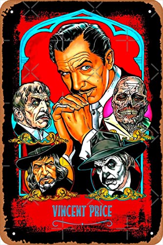 Yzixulet Vincent Price - Master Terror - Side Poster Vintage 8' x 12' Metal Tin Sign Funny Man Cave Decor