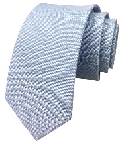 Men Light Blue Stylish Traditional Cotton Tie Classic Skinny Cool Summer Wedding Necktie