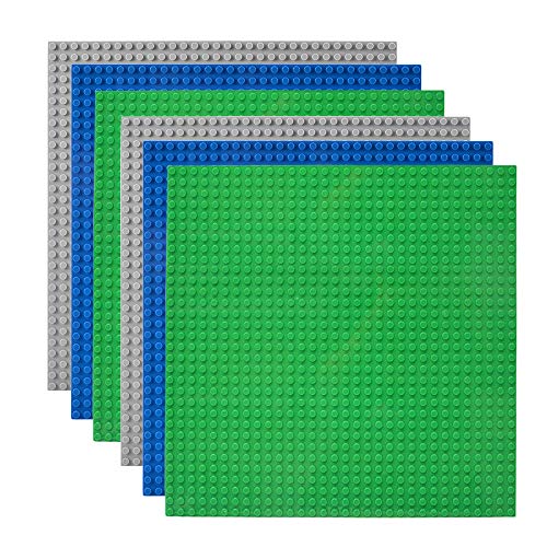 Lekebaby Classic Baseplates Building Base Plates for Building Bricks 100% Compatible with Major Brands-Baseplates 10' x 10',Age 3 and up, Pack of 6