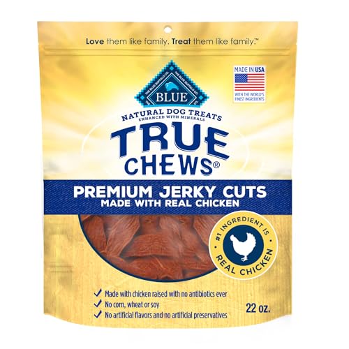 Blue Buffalo True Chews Premium Jerky Cuts Dog Treats, Made in the USA with Natural Ingredients, Chicken, 22-oz. Bag