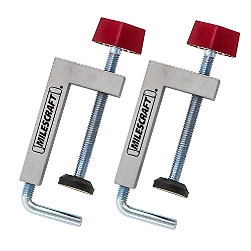 Milescraft 4009 Fence Clamps - 2 pack Universal Clamps with 3/8' Rod for Table Saws, Mitre Saws, Router Tables and Clamping Squares