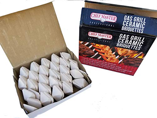 Chef Master Ceramic Briquettes, Ceramic Gas Grill Briquettes, Gas Grill Briquettes, Self Cleaning Briquettes, Replacement for Lava Rocks, Charcoal, Cleaner, Cooking, Gas Grill Briquettes (05004CM)