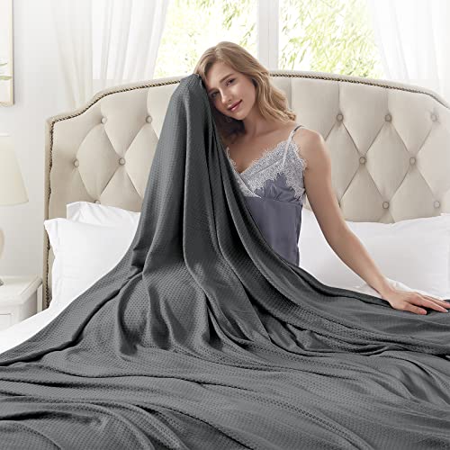 DANGTOP Cooling Blankets, 100% Rayon Derived from Bamboo, Cooling Blankets Absorbs Body Heat to Keep Cool on Warm Night, Ultra-Cool Lightweight Blanket(79x91 inches, Dark Grey)