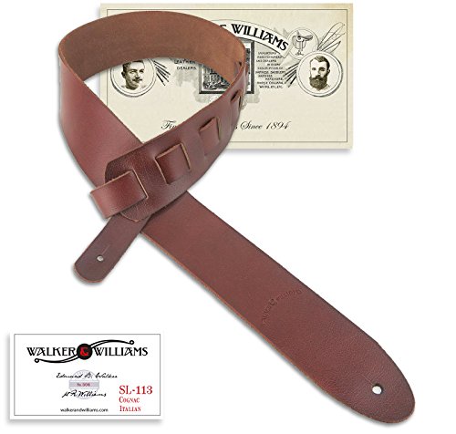 Walker & Williams Cognac Italian Leather Soft Full Grain Premium Guitar Strap SL-113