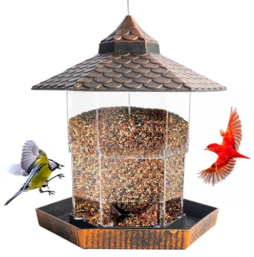 Nerosun Bird feeders for Outdoors Hanging, Retractable Wild Bird Feeder with a Latch Feature for Outside Clearance