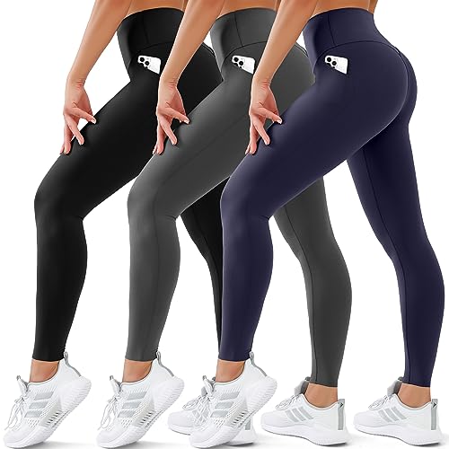 3 Pack Leggings for Women High Waisted No See-Through Tummy Control Soft Yoga Pants Womens Workout Athletic Running Leggings