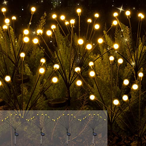 Solar Lights Outdoor, 4Pack Solar Firefly Lights for Outdoor Christmas Decorations, Solar Garden Lights Outdoor Waterproof, Outdoor Solar Lights for Yard, Swaying Outdoor Lights for Patio Decorations