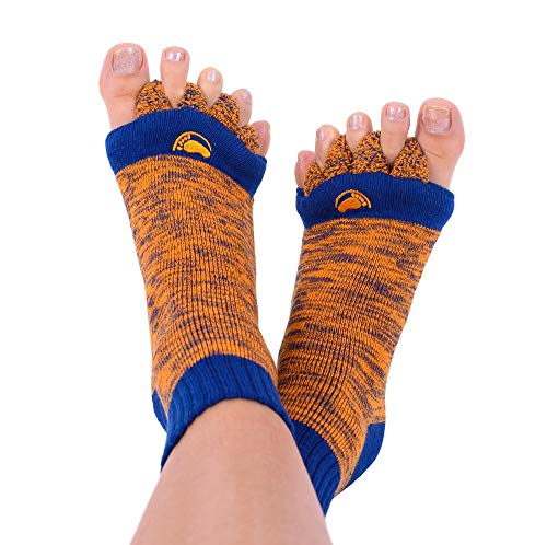 Foot Alignment Socks with Toe Separators by My Happy Feet | for Men or Women | Orange and Blue