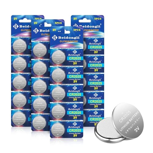 Beidongli CR2025 Battery 3V Lithium Battery Coin Button Cell 20 Pack 【5-Year Warranty】