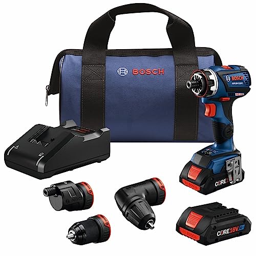BOSCH GSR18V-535FCB15 18V Drill/Driver with 5-In-1 Flexiclick System and (1) CORE18V 4 Ah Advanced Power Battery, Black Blue
