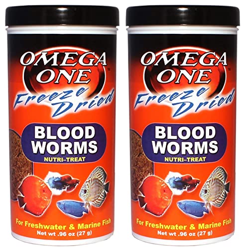 Omega One Freeze Dried Blood Worms 0.96oz 2-Pack