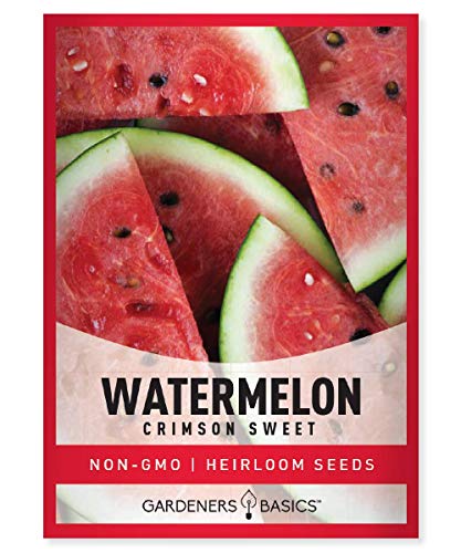 Gardeners Basics, Watermelon Seeds for Planting - Crimson Sweet Heirloom Variety, Non-GMO Fruit Seed - 2 Grams of Seeds Great for Outdoor Garden