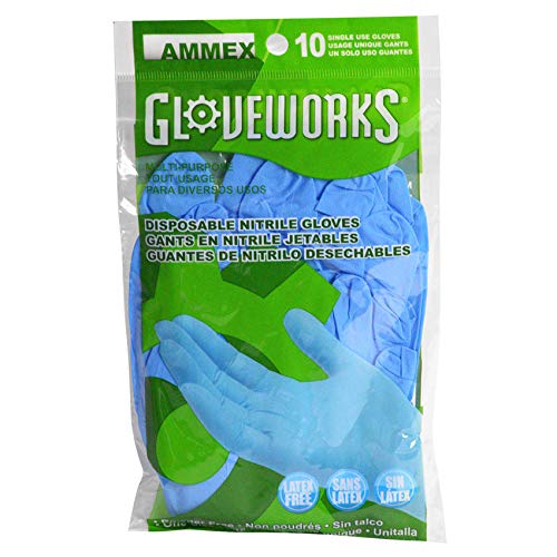 AMMEX Nitrile Disposable Gloves - 10/pack, Powder Free, 4 mil, Uni-size, Blue, Case of 250 - GWN10PK