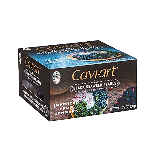 Season Caviart Black Seaweed Pearls – Vegan Caviar, Award-Winning, Keto Snacks, Gluten-Free, Soy-Free, Cholesterol-Free, Plant-Based, Full of Vitamins, Kosher Caviar, Made in Denmark – 1.75 Oz