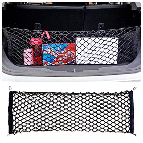 Car Rear Cargo Net with Good Elasticity&Tensile Strength Trunk Net Organizer for SUV Truck,Ideal Car Net Keeps Overlanding Accessories,Car Camping Accessories (L 43.3''x15.74'')
