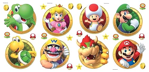 RoomMates RMK5224SCS Super Mario Character Peel and Stick Wall Decals, Yellow, Green, red