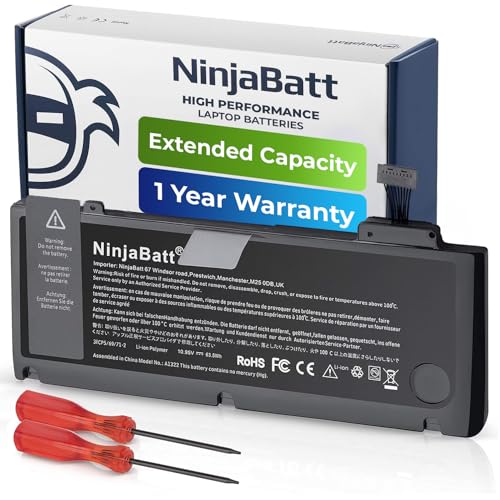 NinjaBatt Battery A1278 A1322 for Apple MacBook Pro 13' [Mid 2012 2010 2009 Early 2011 Late 2011] - Long Lasting [63.5Wh/10.95v]
