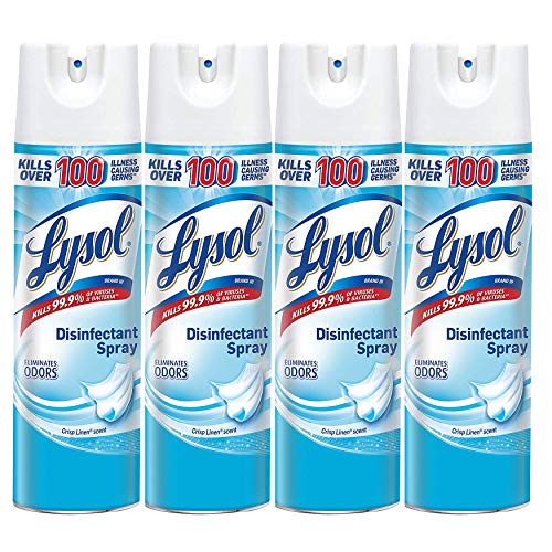 Lysol Disinfectant Spray, Sanitizing and Antibacterial Spray, For Disinfecting and Deodorizing, Crisp Linen, 19 fl oz (Pack of 4)