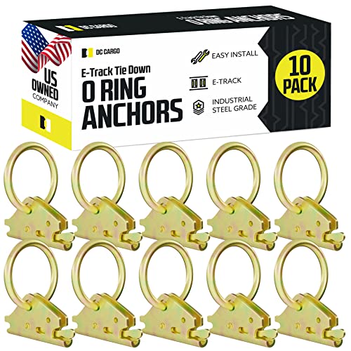 DC Cargo Heavy-Duty Steel E Track O Ring (Pack of 10) E Track Accessories E Track Rings Anchors for E Track Rail Tie-Down System to Secure Cargo in Enclosed/Flatbed Trailers, Trucks