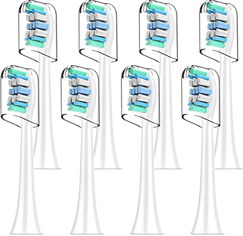 Toothbrush Replacement Heads Compatible with Philips Sonicare, Electric Toothbrush Replacement Brush Heads with Protective Cover Snap-On Toothbrushes(8 Pack) Refill DiamondClean ProtectiveClean