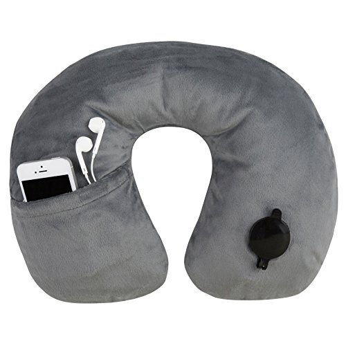 Travelon Deluxe Pillow, Gray, ﻿INFLATED 15 x 5 x 4 DEFLATED 17.25 x 5.25