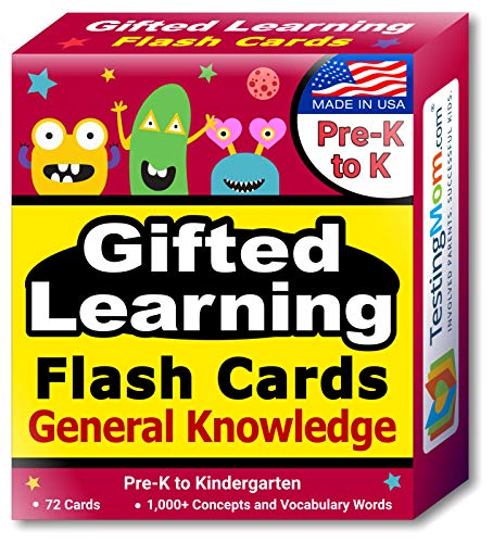 TestingMom.com Gifted Learning Flash Cards for Kids - General Knowledge Flashcards for Pre K to Kindergarten - G&T Educational Practice Test: CogAT, Iowa, OLSAT, NYC Gifted & Talented, WPPSI, AABL