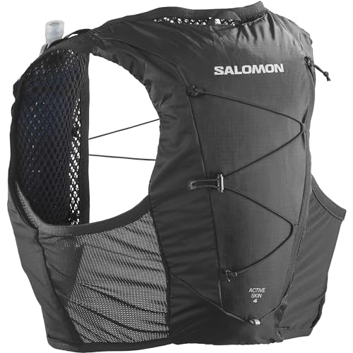 Salomon Active Skin 4 Running Hydration Pack with flasks, Black, S