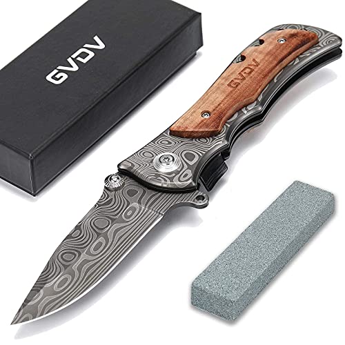 GVDV Pocket Folding Knife for Men, 3.5” Blade 7Cr17 Steel Pocket Knives& Folding Knives with Safety Liner-Lock, Tactical Camping Hunting Fishing Survival Knife, Father’s Day Gifts