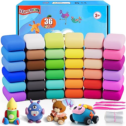 ifergoo Air Dry Clay, 36 Colors Magic Foam DIY Molding Clay for Slime add ins & Slime Supplies, Easy to use, Great Gift for Kids