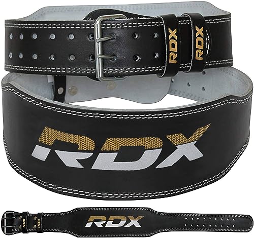 RDX Weight Lifting Belt Gym Fitness, Cowhide Leather, 4” 6” Padded Lumbar Back Support, 10 Adjustable Holes, Weightlifting Powerlifting Bodybuilding Deadlift Squat Workout Strength Training, Men Women